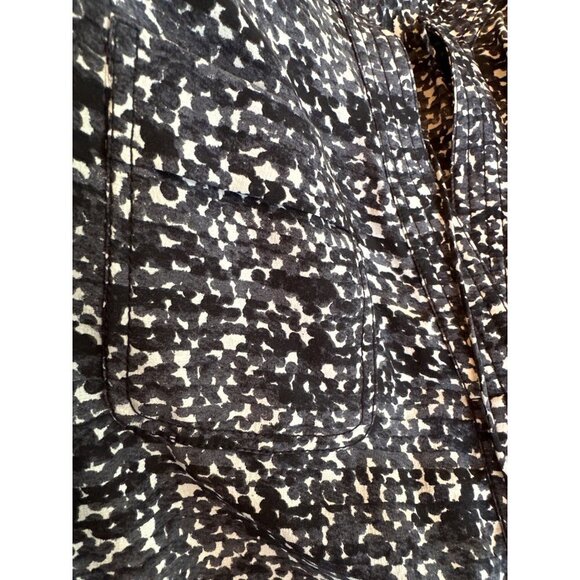 Rebecca Taylor Black Grey 100% Silk V Neck Popover Blouse Size 2 - Picture 4 of 7